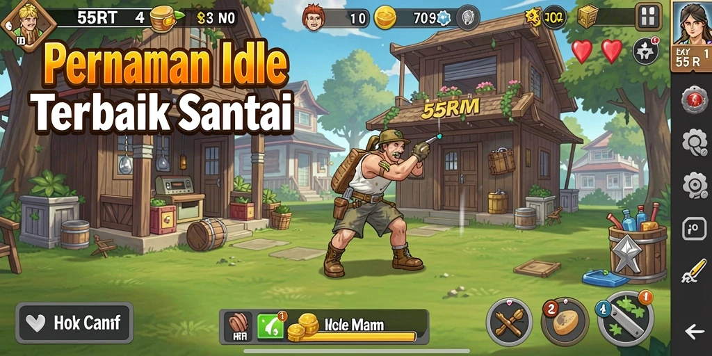 Tampilan gameplay dari 55RT dengan mekanisme Idle yang menarik.