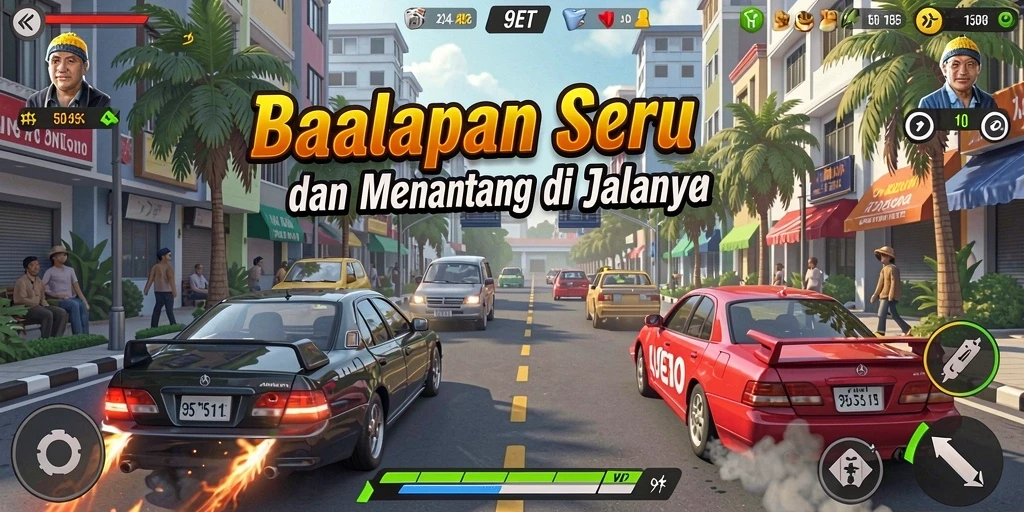 Tampilan seru gameplay balapan di 9ET yang menegangkan.