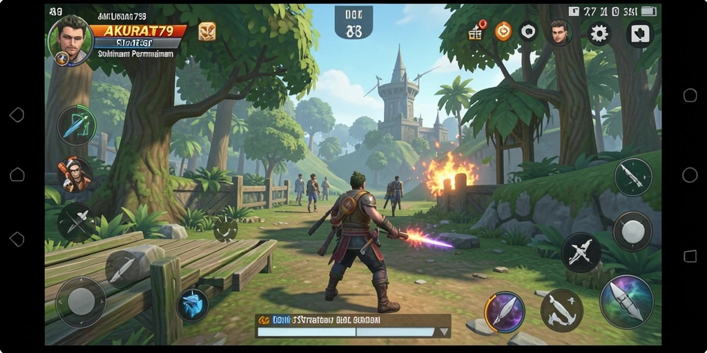 Tangkapan layar gameplay AKURAT79 menampilkan pertempuran strategis yang intens.