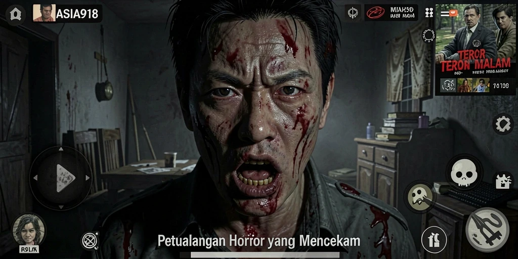 Screenshot gameplay ASIA918 yang mencekam dan penuh ketegangan.