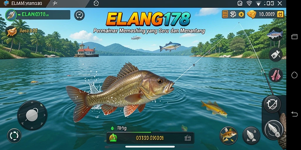 Screenshot menampilkan gameplay seru ELANG178 saat memancing.