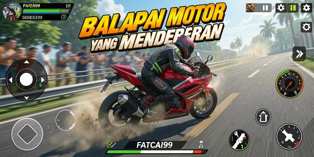 Gameplay mendebarkan balapan motor di FATCAI99.