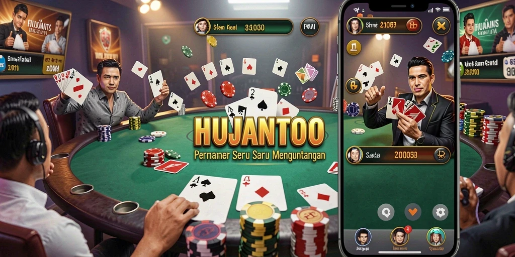 Screenshot HUJANTOTO menampilkan gameplay poker yang seru dan menarik.
