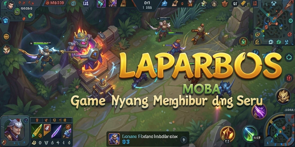 Tangkapan layar utama LAPARBOS memperlihatkan aksi seru dalam pertandingan MOBA.
