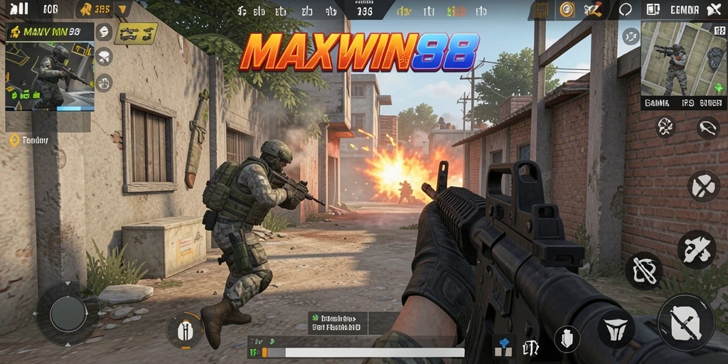 Tampilan gameplay intens dari MAXWIN88 dengan aksi FPS yang mendebarkan.