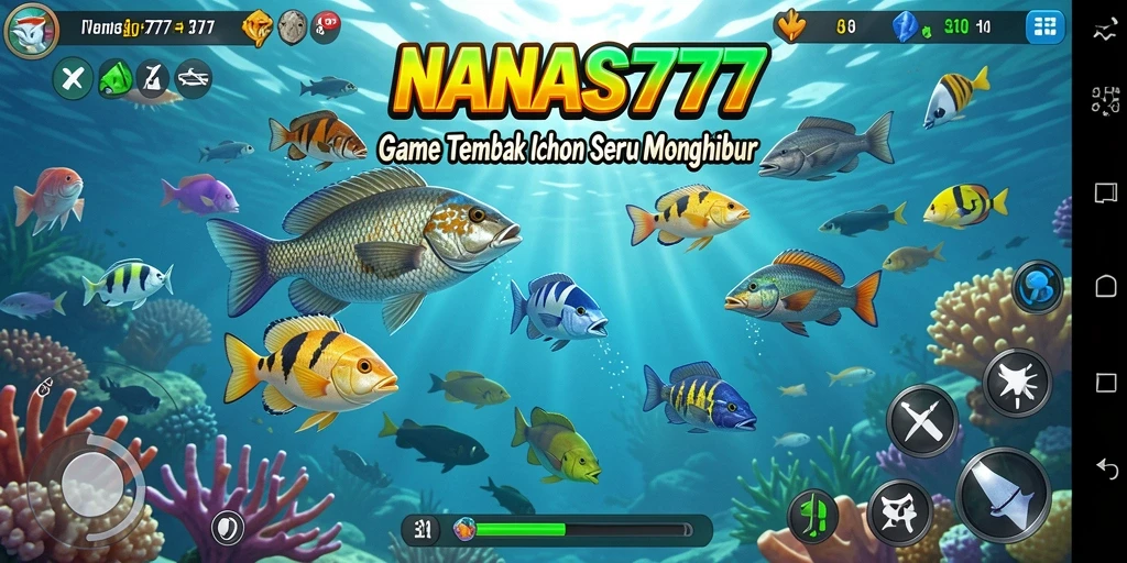 Tampilan utama gameplay NANAS777 yang menarik dengan efek visual menawan.