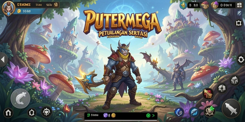 Screenshot gameplay PUTERMEGA yang menampilkan petualangan di dunia fantasi.