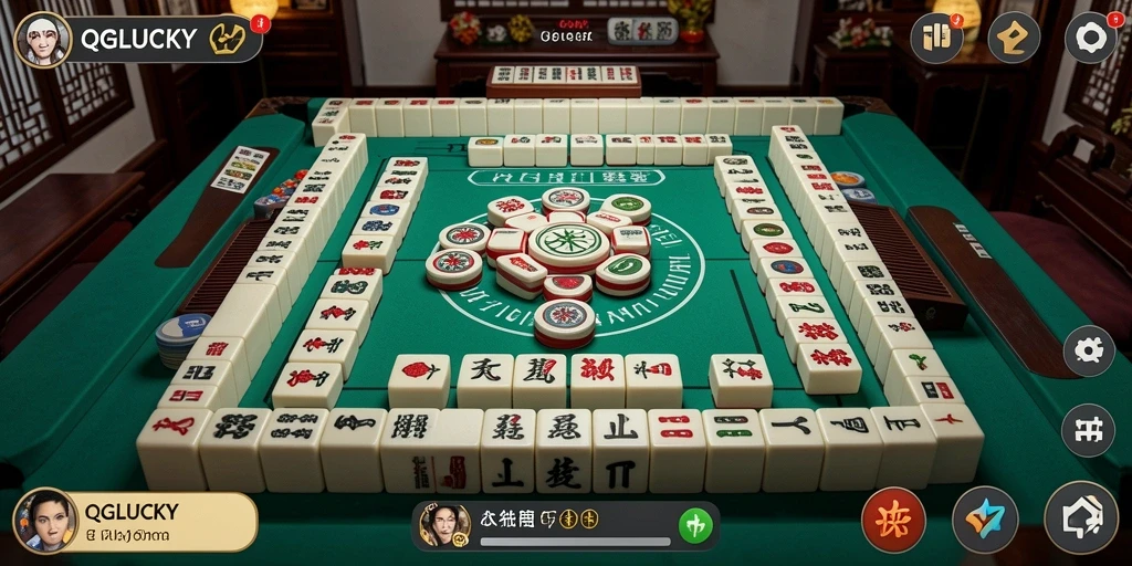 Screenshot gameplay QGLUCKY yang menarik dengan tampilan papan Mahjong.
