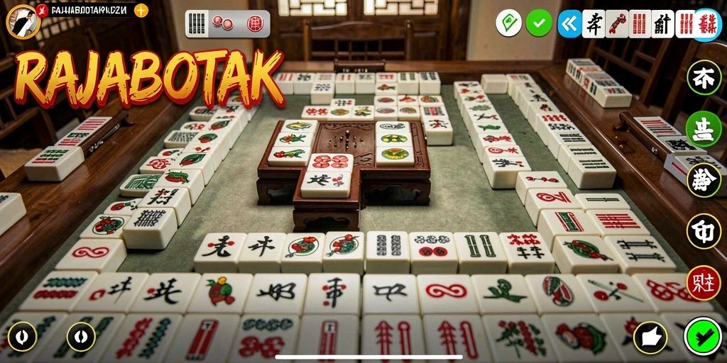Tampilan gameplay seru RAJABOTAK dalam permainan Mahjong yang mengasyikkan.