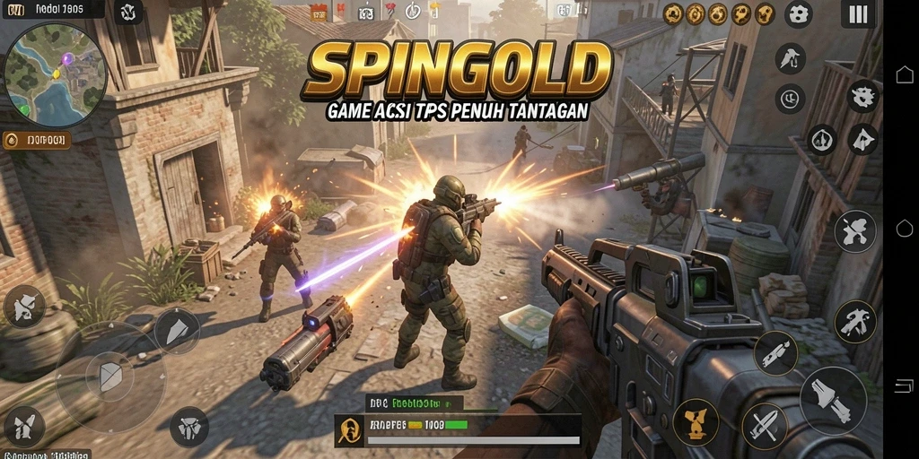 Tampilan menegangkan dari gameplay SPINGOLD saat beraksi dalam TPS.