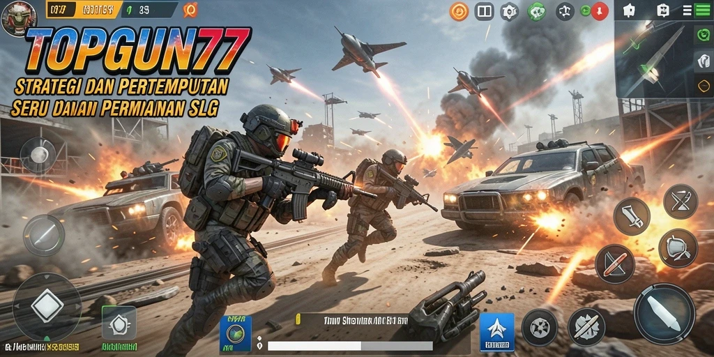 Tampilan gameplay SLG yang mendebarkan di TOPGUN77.