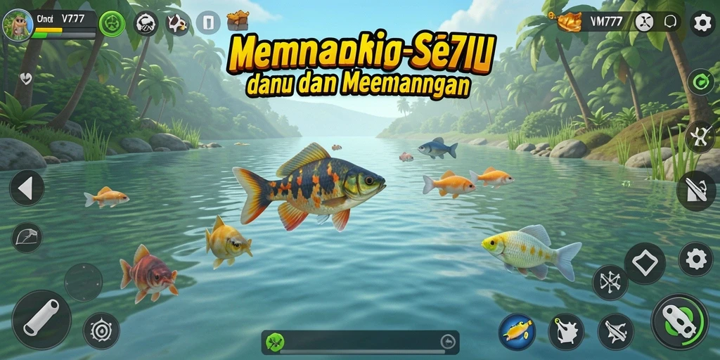 Tangkapan ikan yang beragam dalam screenshot gameplay VM777.