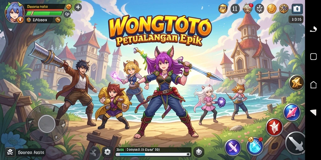 Tampilan gameplay WONGTOTO dengan karakter anime yang menarik.